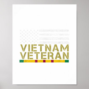 Póster Veterano de guerra de Vietnam con bandera de Estad