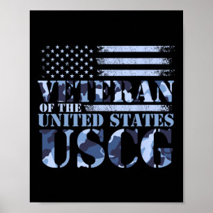 Póster Veterano De Los Estados Unidos Uscg Camo America F