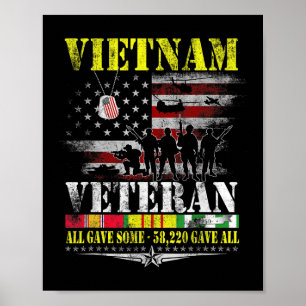 Póster Veterano de Vietnam Bandera Vintage Memorial Veter
