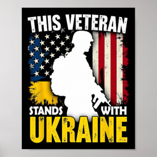 Póster Veterano se pone del lado de Ucrania - Bandera est