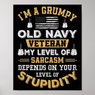 Póster Veterano viejo gruñón patriótico divertido veteran