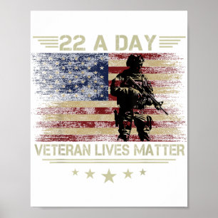 Póster Veterano vive 22 días Conciencia sobre el suicidio