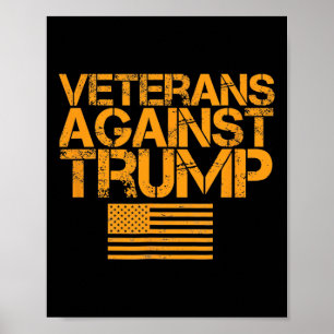 Póster Veteranos Contra Trump Bandera Patriótica Vintage