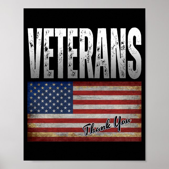 PÓSTER VETERANOS DE BANDERA ESTADOUNIDENSES GRACIAS 4 DE  (Frente)
