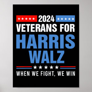 Póster Veteranos De La Campaña Presidencial Harris W 2024
