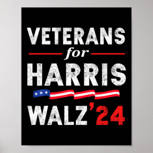 Póster Veteranos De La Votación De Harris Waltz 2024 Blue