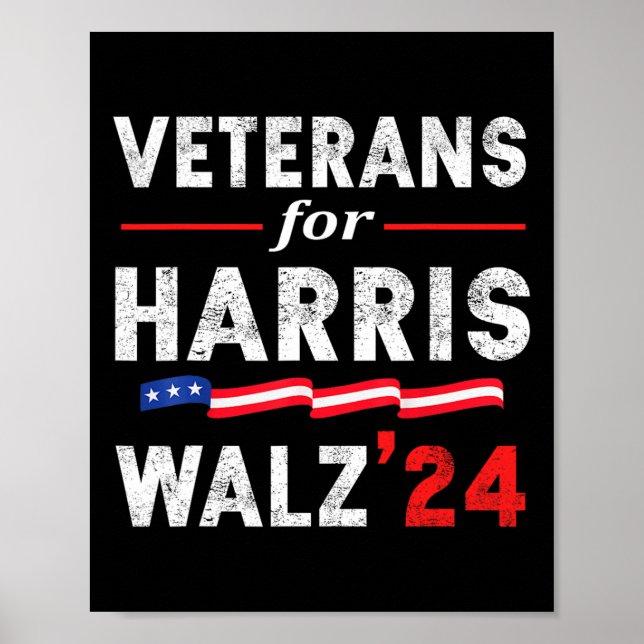 Póster Veteranos De La Votación De Harris Waltz 2024 Blue (Frente)