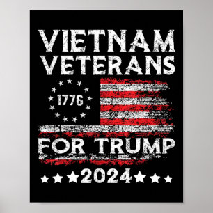 Póster Veteranos de Vietnam por Trump 2025 Bandera Americ