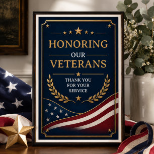 Póster Veteranos Tarjeta de Agradecimiento Patriótico p
