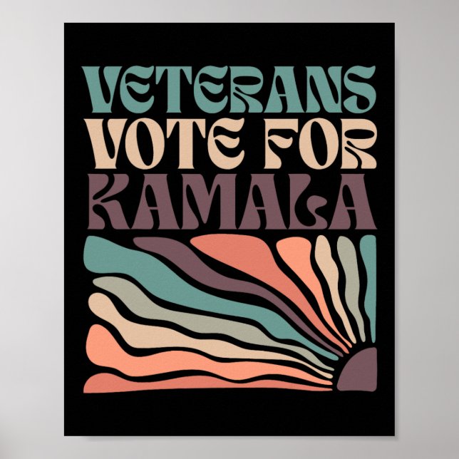 Póster Veteranos votan Harris 2024 Elecciones Kamala Harr (Frente)