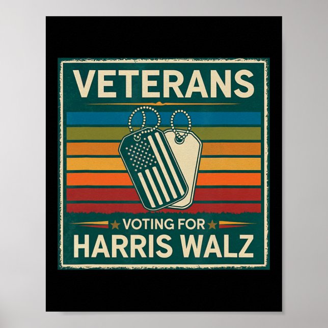 Póster Veteranos Votando Por Kamala Harris Tim W 2024 (Frente)