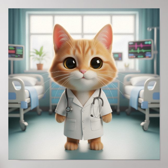Póster Veterinarian Wall Art for Cat Lovers & Animal  (Frente)