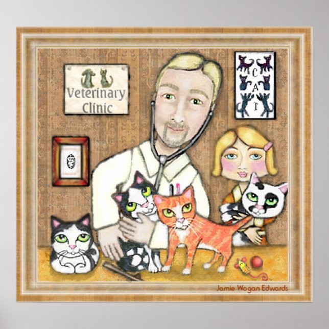 Póster Veterinario Con Gatitos (Frente)