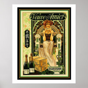 Póster Veuve Amiot Art Deco Champagne Poster 16 x 20