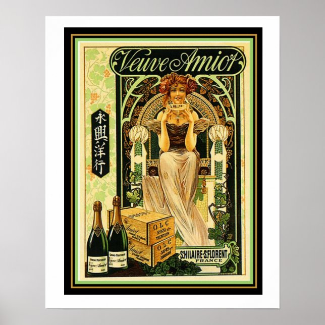 Póster Veuve Amiot Art Deco Champagne Poster 16 x 20 (Frente)