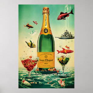 Póster Veuve Cliquot Champagne Poster, Vintage Alcohol Ad