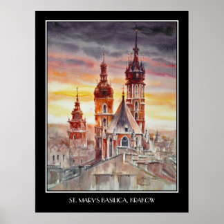 Póster VEVE Pintado Cracovia, Casco Antiguo de Polonia