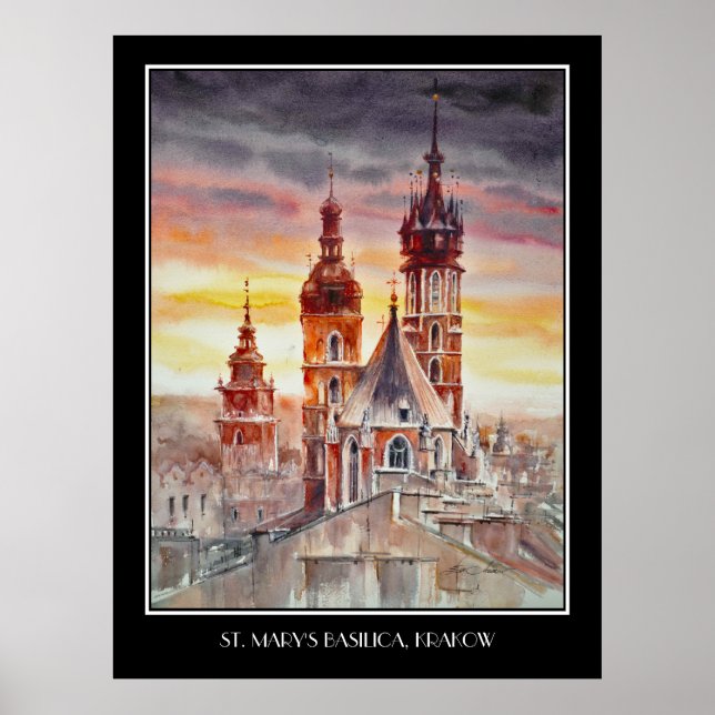 Póster VEVE Pintado Cracovia, Casco Antiguo de Polonia (Frente)