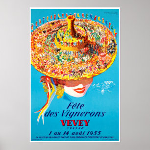 Póster Vevey, Suiza, cartel de viaje