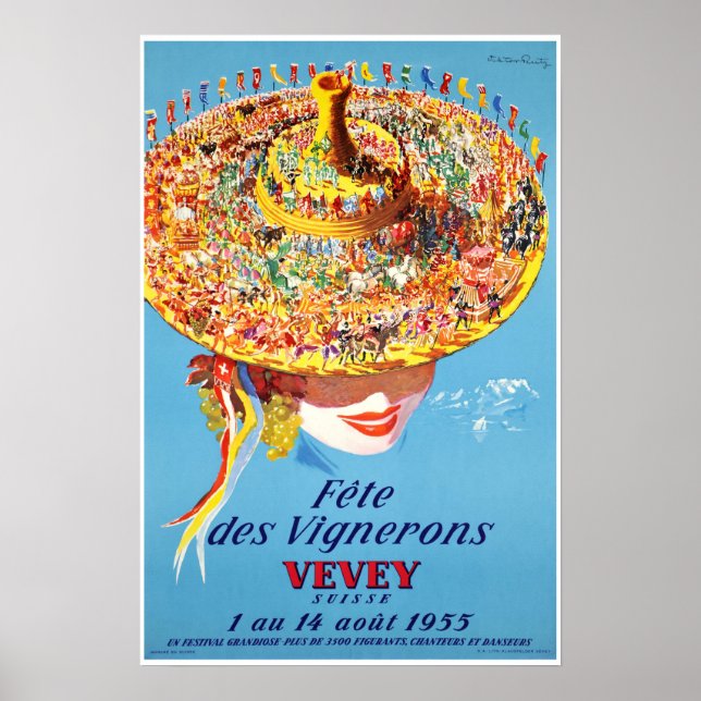 Póster Vevey, Suiza, cartel de viaje (Frente)