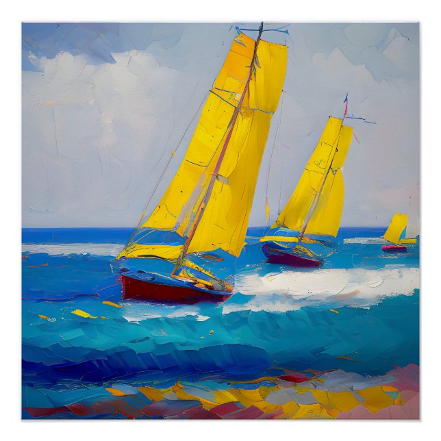 Póster "Vi tres botes" Seascape (Anverso)