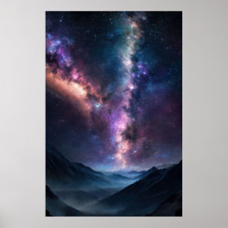 Póster Vía Láctea sobre montañas