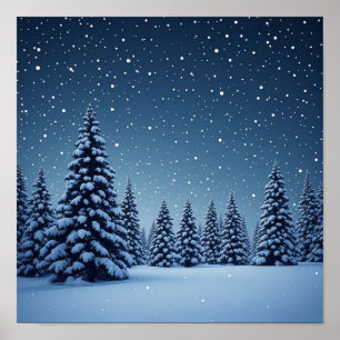 Póster Vía Láctea sobre picos nevados