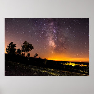 Póster Vía Láctea vista desde el lago Silver, Michigan