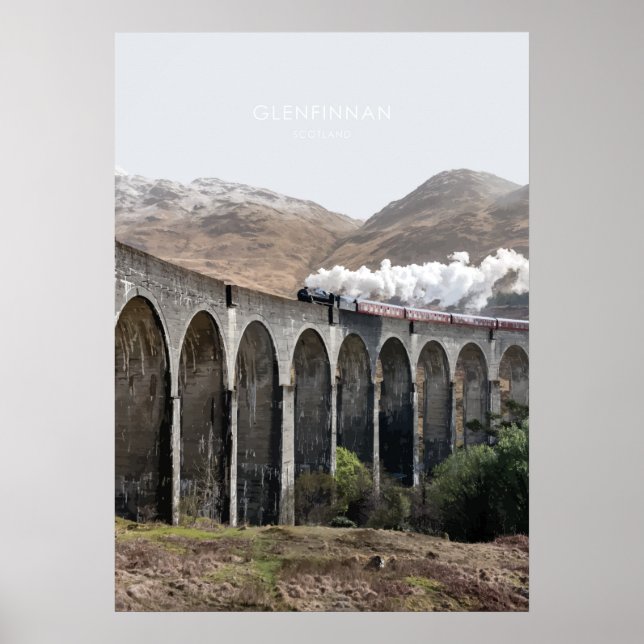 Póster Viaducto de Glenfinnan, Ilustracion de Viajes de E (Frente)