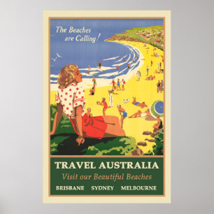 Póster Viaja a Australia, las playas están llamando