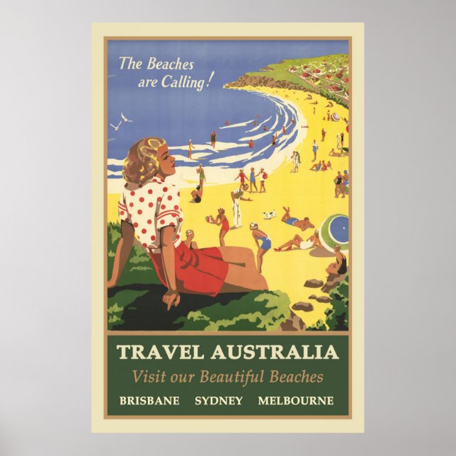 Póster Viaja a Australia, las playas están llamando (Frente)