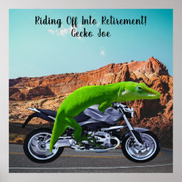 Póster Viajando en motocicleta Gecko, Personalizado de Ju