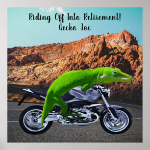 Póster Viajando en motocicleta Gecko, Personalizado de Ju