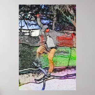 Póster Viajando por las vías - Diseño de patineta Persona