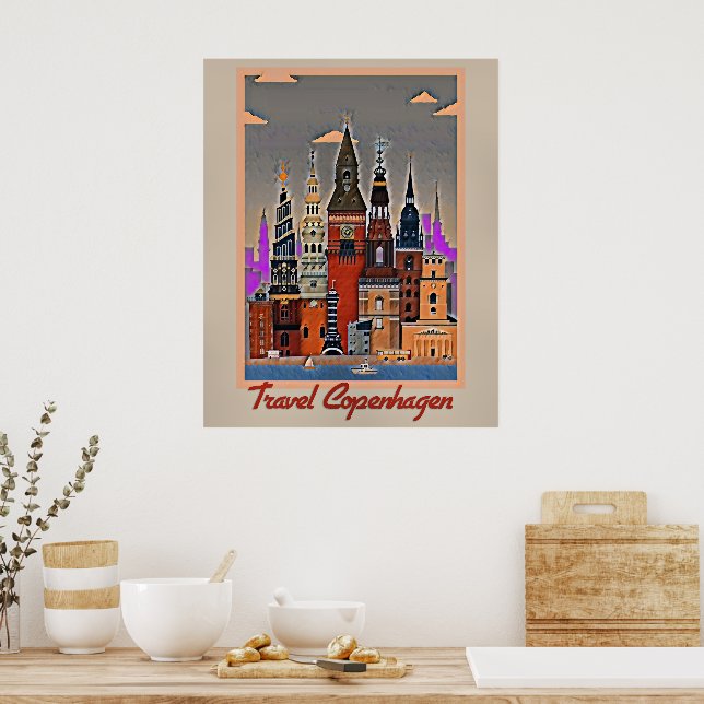Póster Viajar Copenhague, Dinamarca (Cocina)