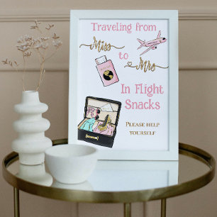 Póster Viajar de Miss a Sra. Bridal Shower Favor