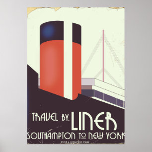 Póster Viajar en transatlántico - cartel vintage de viaje