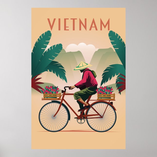 Póster Viajar en Vietnam con un cartel (Frente)