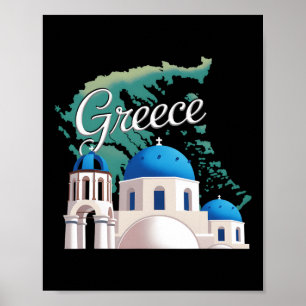 Póster Viajar Europa Grecia Atenas Santorini Creta Griego