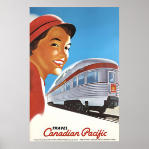 Póster Viajar por Canadá en tren 1948 Estilo Vintage