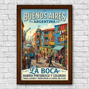 Póster Viaje a Buenos Aires, Argentina de la década de 19