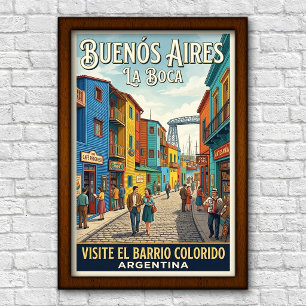 Póster Viaje a Buenos Aires, Argentina de la década de 19