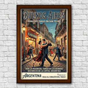 Póster Viaje a Buenos Aires, Argentina de la década de 19