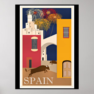 Póster Viaje a España, poster de viajes vintage,