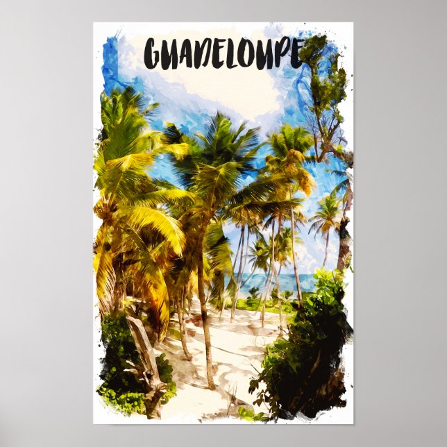 Póster Viaje a isla tropical del Caribe de Guadalupe (Frente)