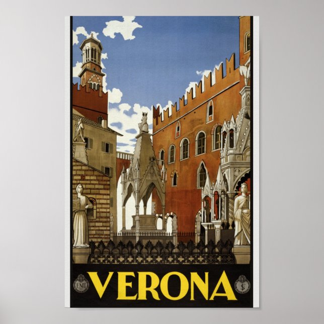 Póster Viaje a Italia - Afiche de Verona Vintage (Frente)