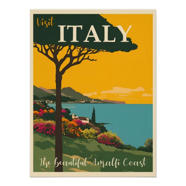 Póster Viaje a Italia, ilustracion de arte, (Anverso)