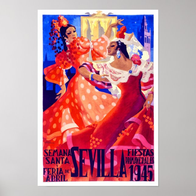 Póster Viaje a la antigua Feria de Sevilla 1945 (Frente)