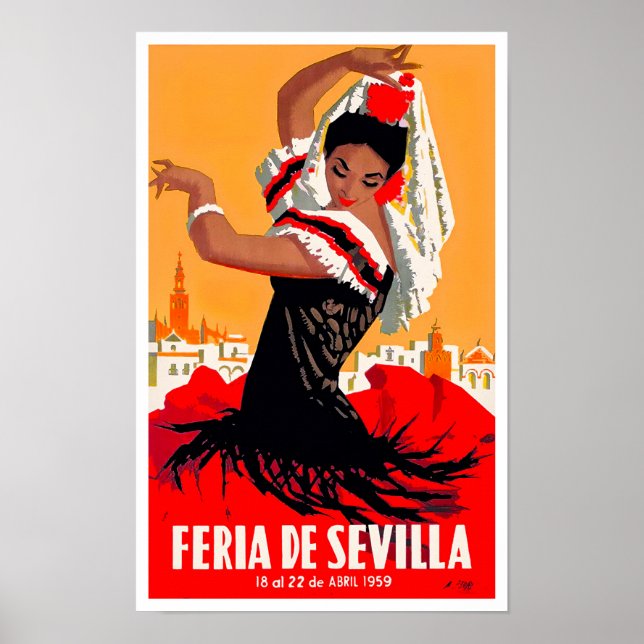 Póster Viaje a la antigua Feria de Sevilla 1959 (Frente)