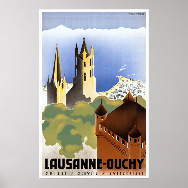 Póster Viaje a la antigua Lausana-Ouchy Suiza (Frente)